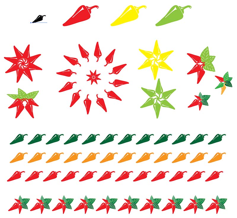 Textile print motifs and brushes made from Webdings