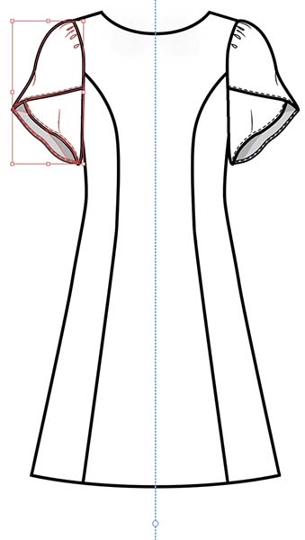 A sleeve is reflected by using the Mirror repeat feature