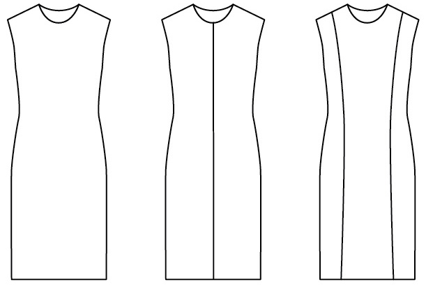 Which dress creates an illusion of a more slender figure?