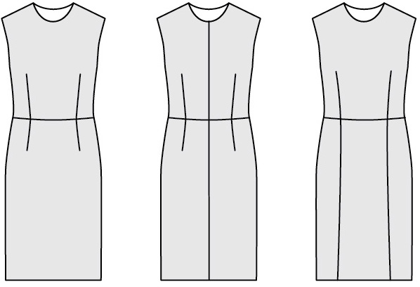 Which dress creates an illusion elongating a figure?