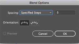 The Blend Options dialog box
