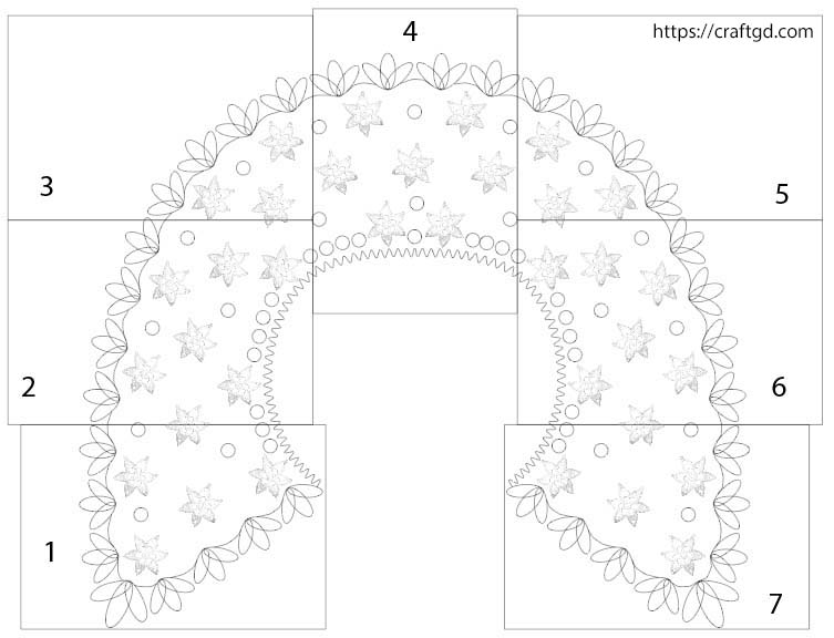The crochet collar diagram divided into sectors