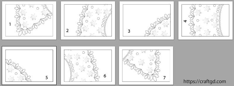The crochet collar diagram on several Artboards