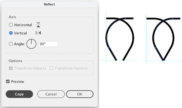Reflecting vertically