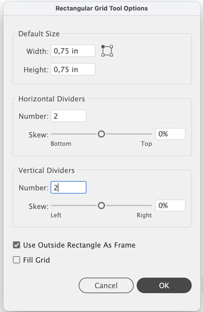 The Rectangular Grid tool dialog box