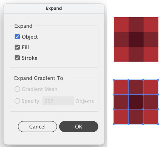 The Expand dialog box
