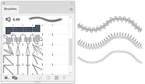 The lace brushes in the Brushes panel