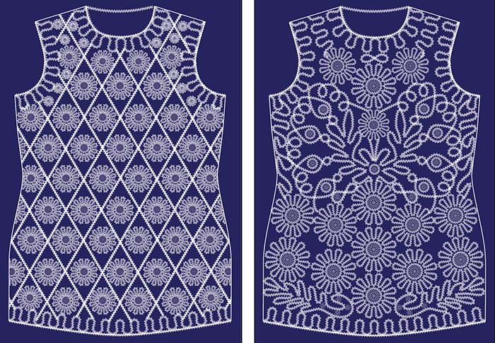 The lace pattern designs for a blouse