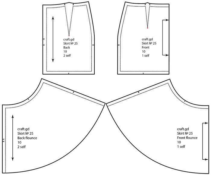 The flounce skirt pattern pieces